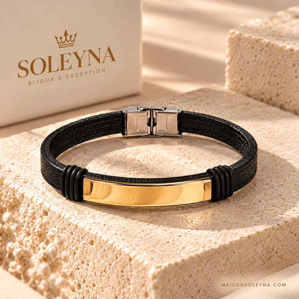 Bracelet Homme Acier Inoxydable – Argent, Noir & Doré - SOLEYNA