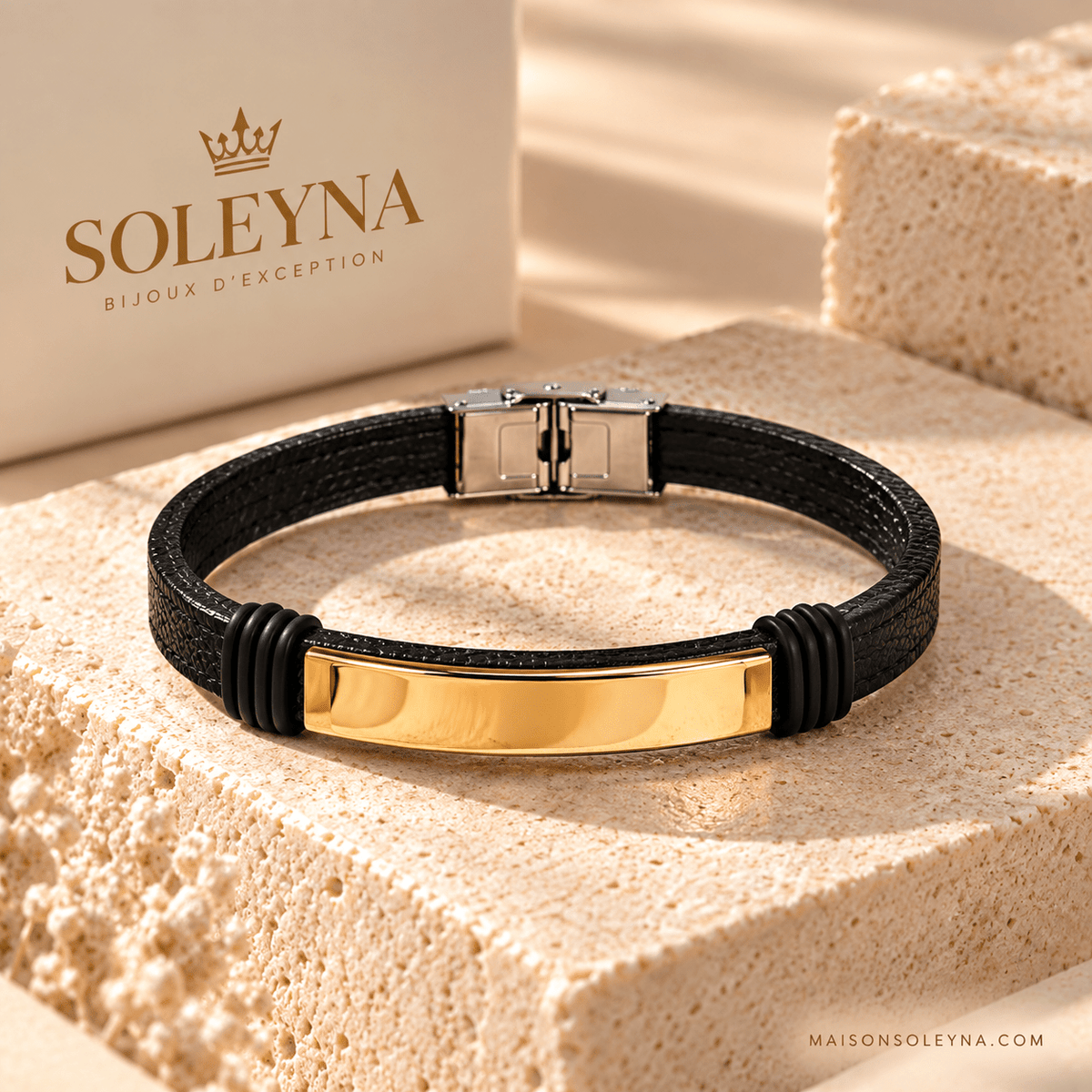 Bracelet Homme Acier Inoxydable – Argent, Noir & Doré - SOLEYNA