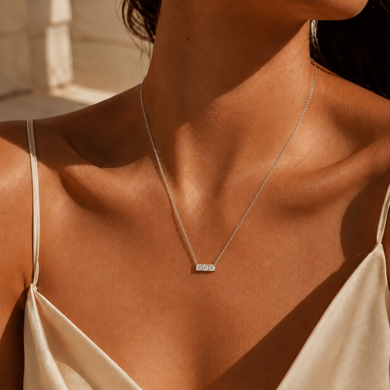 Collier ÉLORIA Argent 925 & 3 Moissanites — SOLEYNA - SOLEYNA