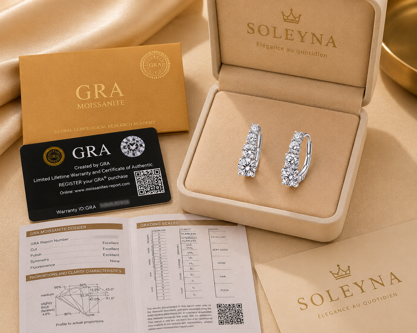 Boucles d’oreilles pendantes en moissanite argent 925 – SOLEYNA