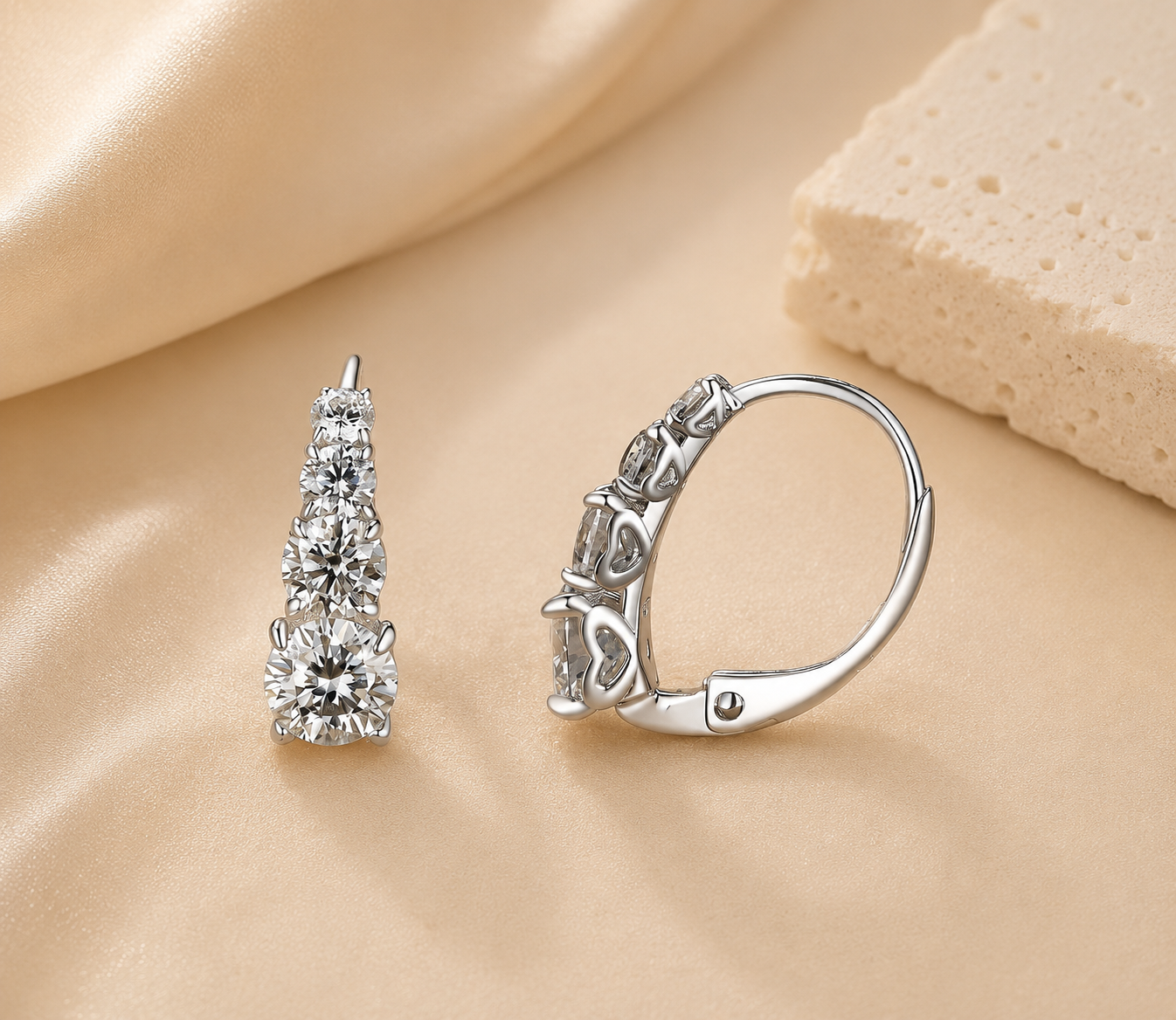 Boucles d’oreilles pendantes en moissanite argent 925 – SOLEYNA