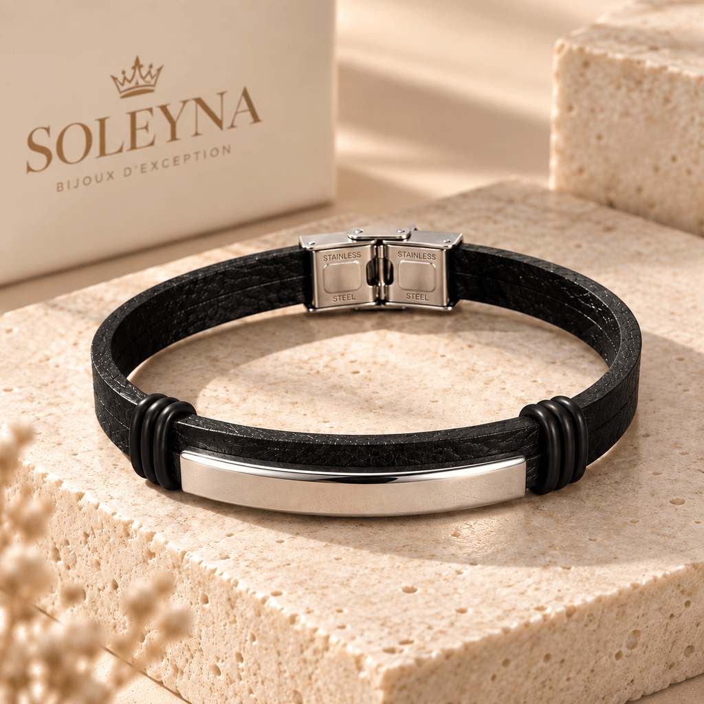Bracelet Homme Acier Inoxydable – Argent, Noir & Doré - SOLEYNA
