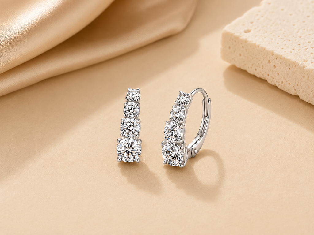 Boucles d’oreilles pendantes en moissanite argent 925 – SOLEYNA