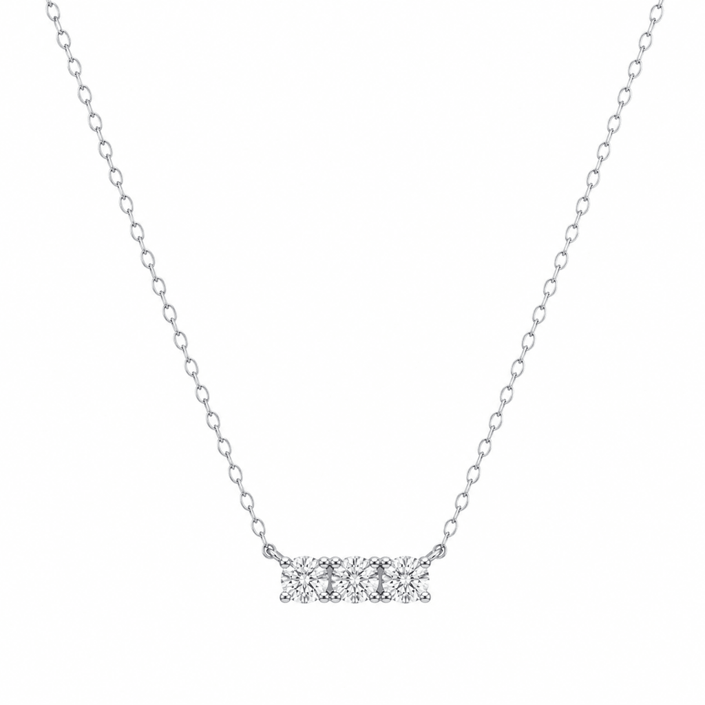 Collier ÉLORIA Argent 925 & 3 Moissanites — SOLEYNA - SOLEYNA