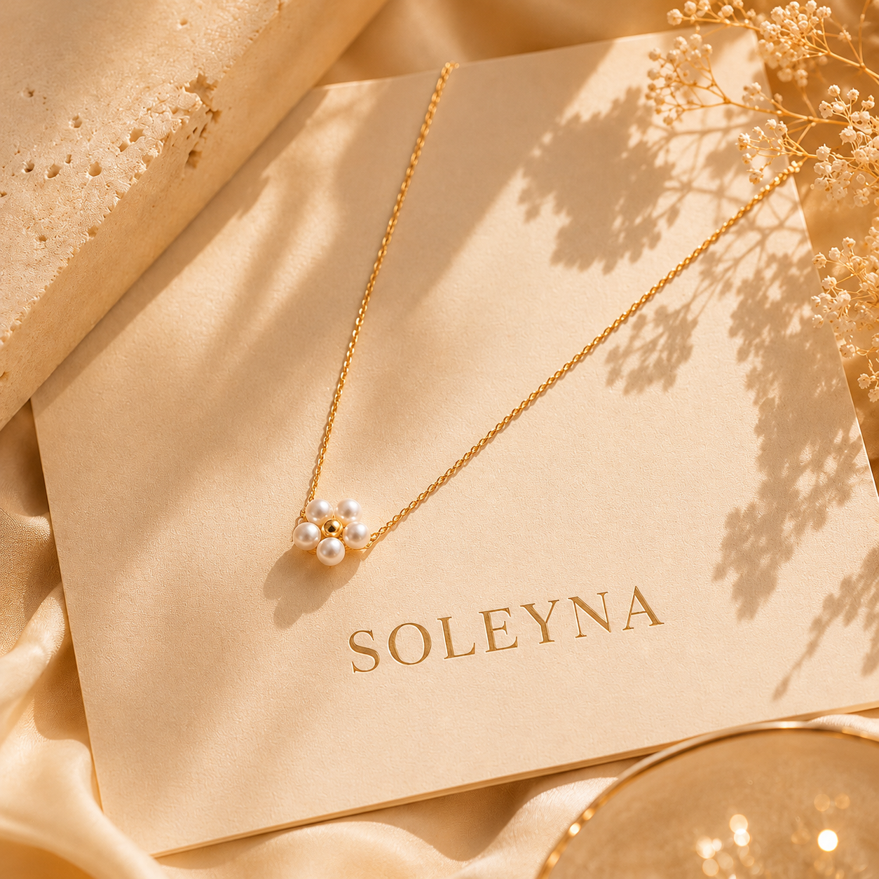 Collier Fleur Perlée Dorée