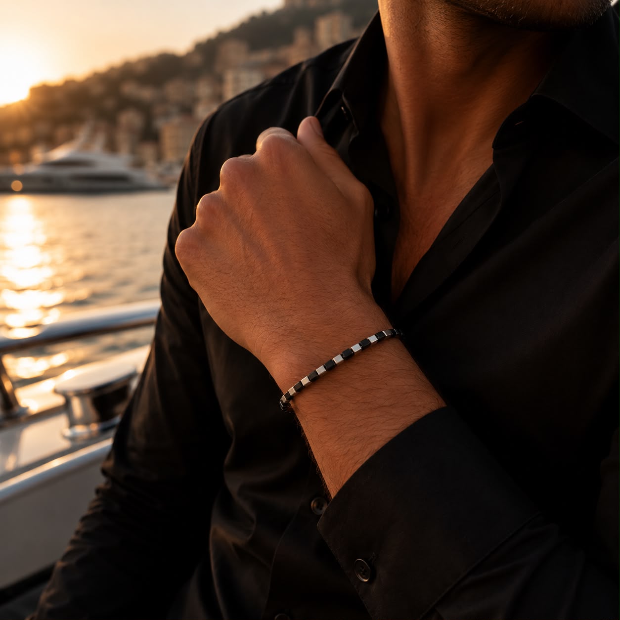 Bracelet Homme Signature Onyx Noir