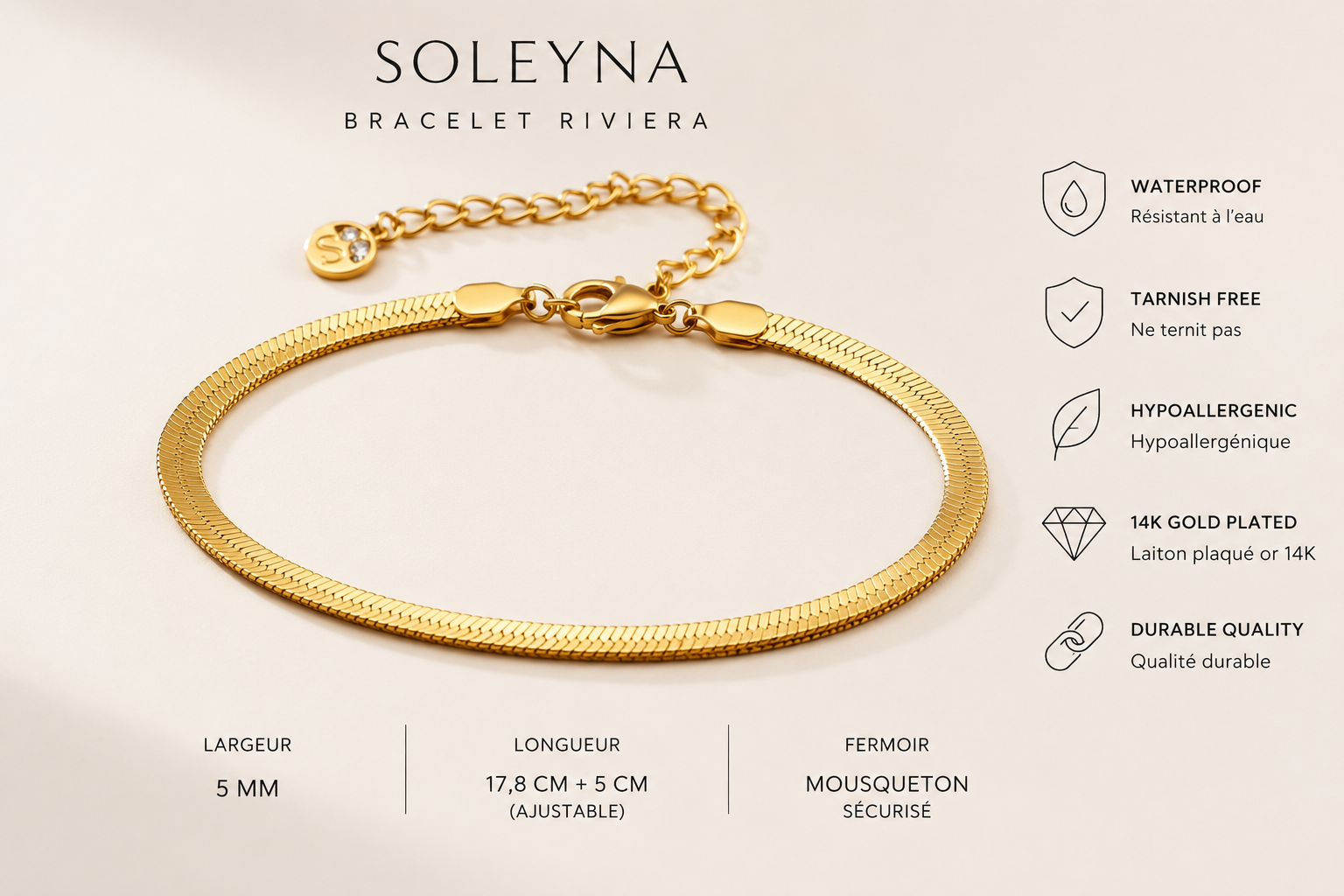 Bracelet Riviera — SOLEYNA | Bracelet Femme Doré Minimaliste