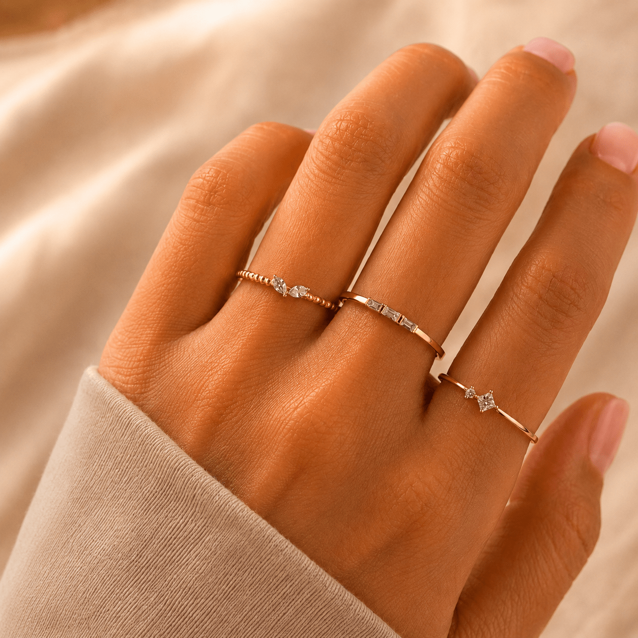 Set AURÉA — SOLEYNA | 3 Bagues Fines Dorées Femme - SOLEYNA