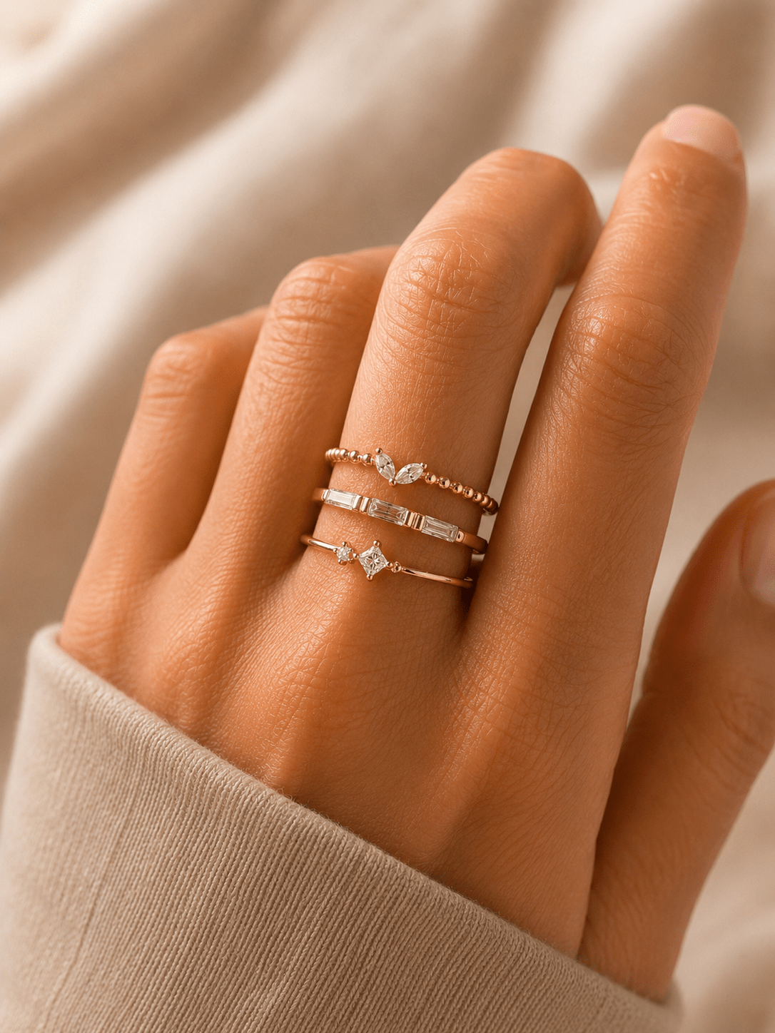 Set AURÉA — SOLEYNA | 3 Bagues Fines Dorées Femme - SOLEYNA